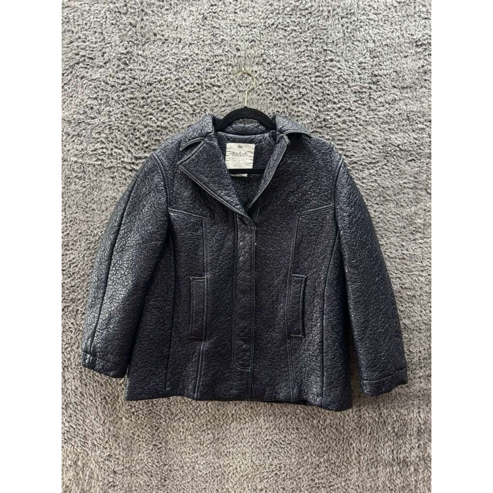 Ba&sh Volupia Marine Collared Long Sleeve Short Lady Coat Navy Blue Women Size 8